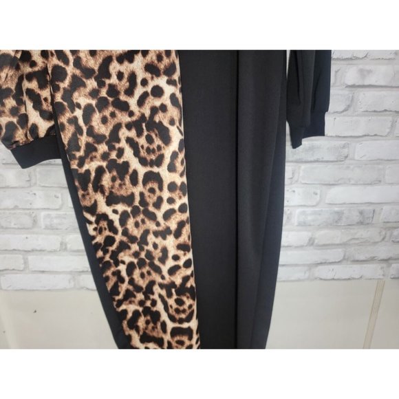 Ashley Stewart 14/16 Knit Colorblock Midi Dress Animal Print NEW Bodycon Cheetah - Picture 8 of 12